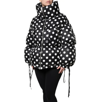 Dolce & Gabbana Black White Polka Dot Full Zip Puffer Jacket - Jakke