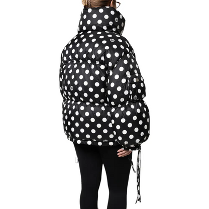 Dolce & Gabbana Black White Polka Dot Full Zip Puffer Jacket - Jakke