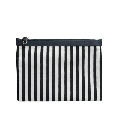 Dolce & Gabbana Black White Striped Logo Plaque Clutch Borse Pouch Bag