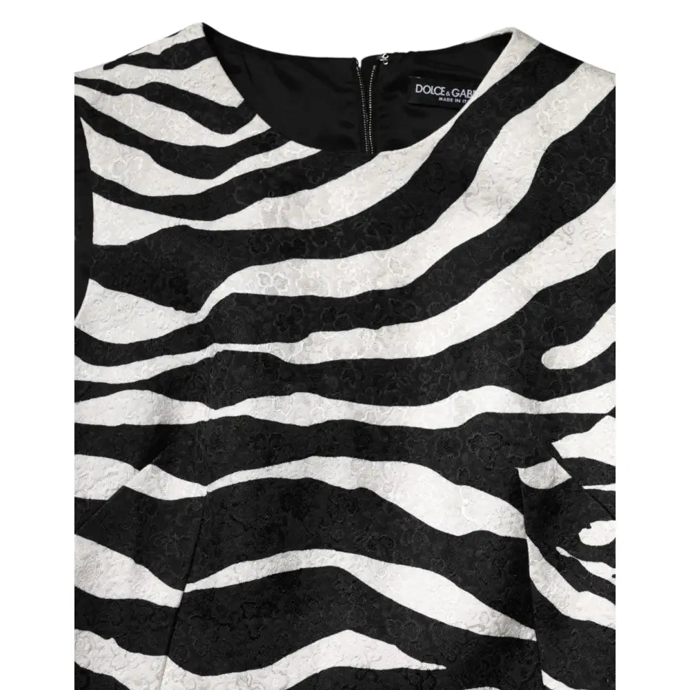 Dolce & Gabbana Black White Zebra Sleeveless A-line Dress