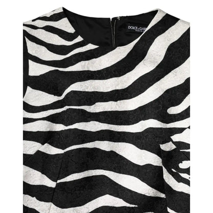 Dolce & Gabbana Black White Zebra Sleeveless A-line Dress