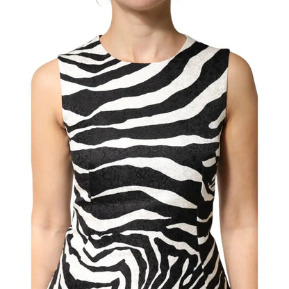 Dolce & Gabbana Black White Zebra Sleeveless A-line Dress