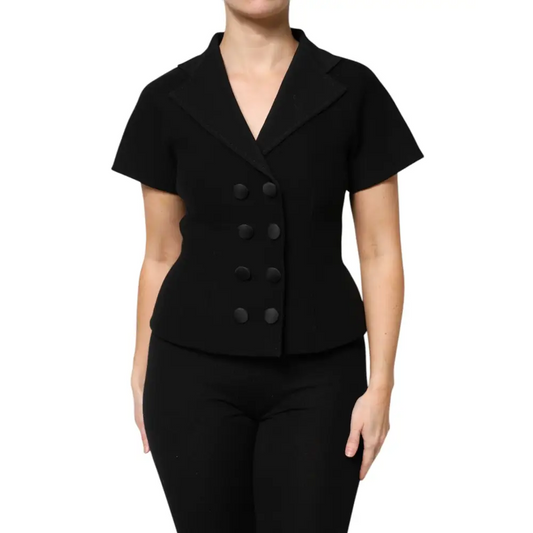 Dolce & Gabbana Black Wool Double Breasted Coat Jacket