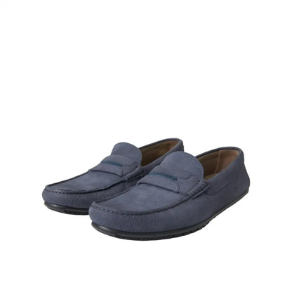 Dolce & Gabbana Blue Calf Leather Slip On Moccasin Shoes