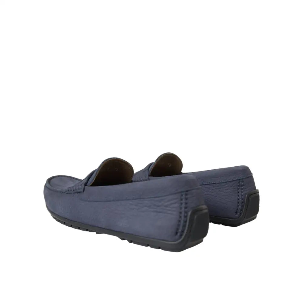 Dolce & Gabbana Blue Calf Leather Slip On Moccasin Shoes