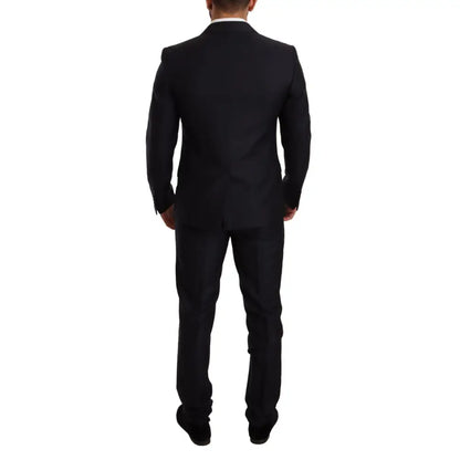 Dolce & Gabbana Blue Pattern MARTINI SLIM FIT 2 Piece Suit