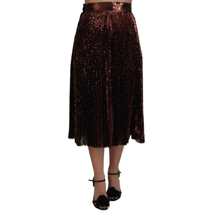 Dolce & Gabbana Bronze Sequined High Waist A-line Maxi Skirt