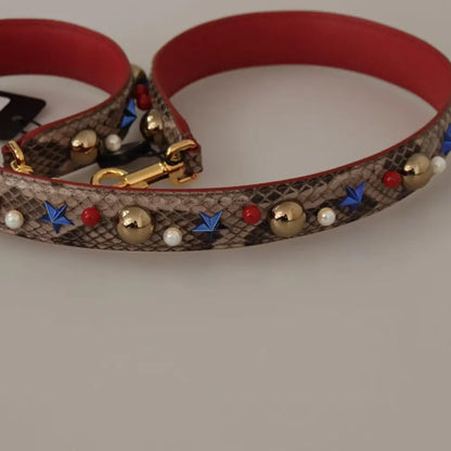 Dolce & Gabbana Brun Python Læder Studded Skulder Strap