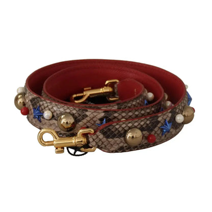 Dolce & Gabbana Brun Python Læder Studded Skulder Strap