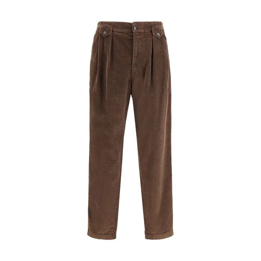 Dolce & Gabbana corduroy pants i brun corduroy med klassisk plisset talje og knapfremstykke