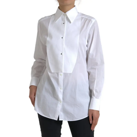 Dolce & Gabbana Cotton Collared Long Sleeves Shirt White