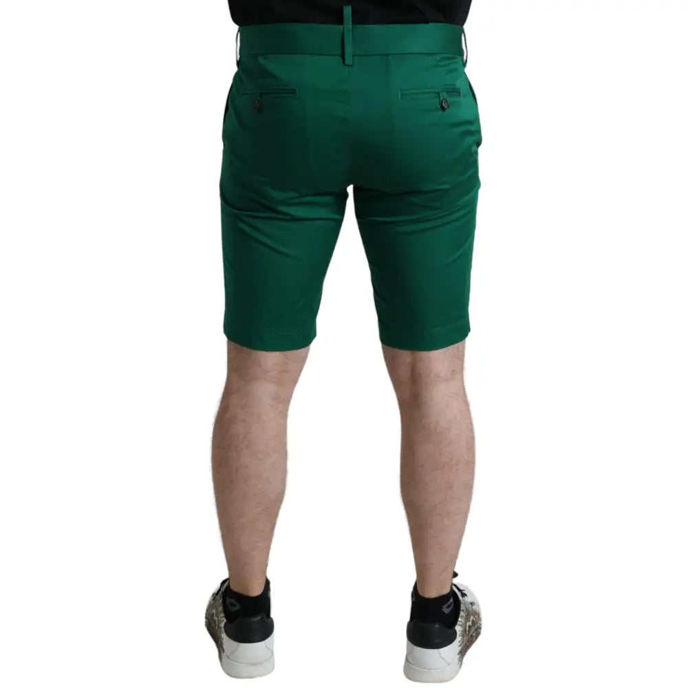 Dolce & Gabbana Deep Grøn Bomuld Stretch Herre Bermuda Shorts