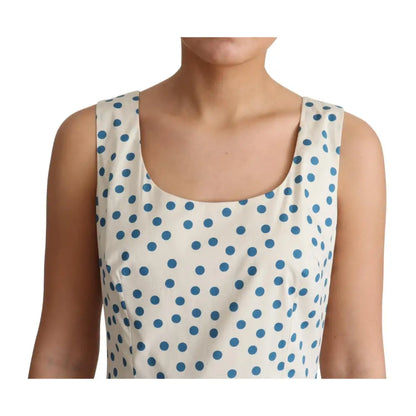 Dolce & Gabbana Elegant Beige Polka Dot A-Line Sleeveless Dress
