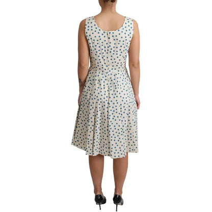 Dolce & Gabbana Elegant Beige Polka Dot A-Line Sleeveless Dress