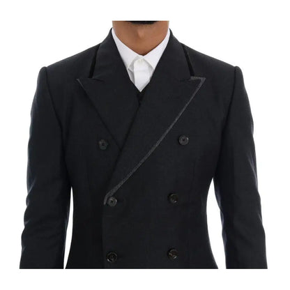 Dolce & Gabbana Elegant Gray Double Breasted Wool Suit