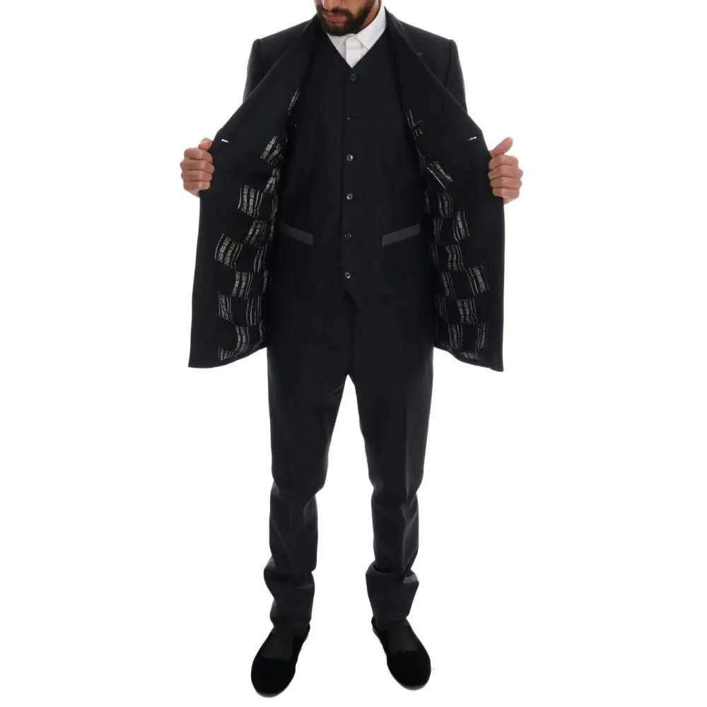 Dolce & Gabbana Elegant Gray Double Breasted Wool Suit