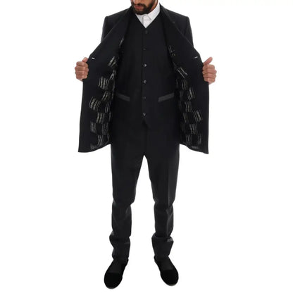 Dolce & Gabbana Elegant Gray Double Breasted Wool Suit