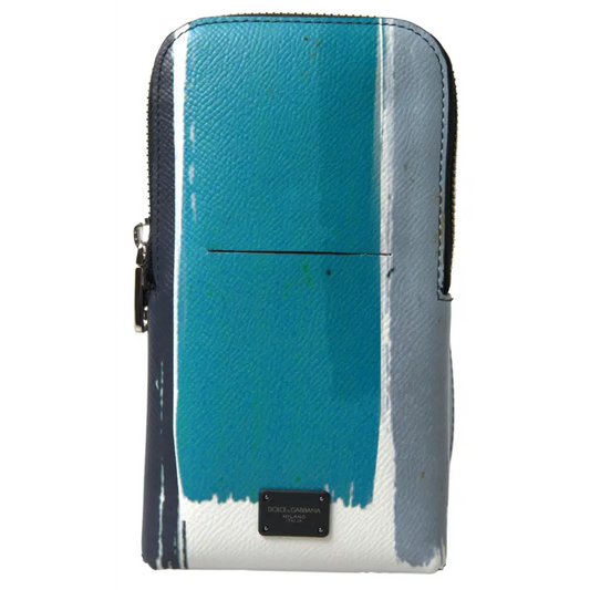 Dolce & Gabbana elegant leather crossbody phone bag i teal og grå