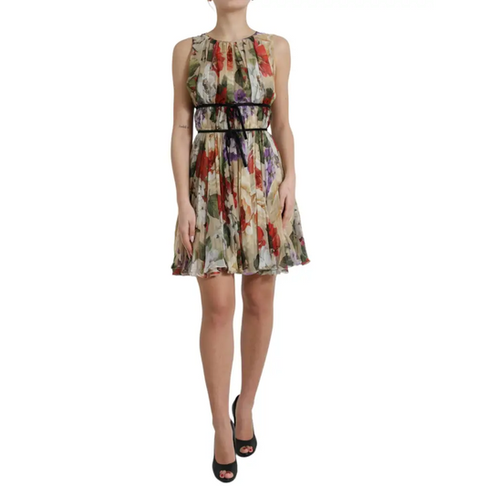 Dolce & Gabbana silk chiffon floral elegance mini dress i beige toner