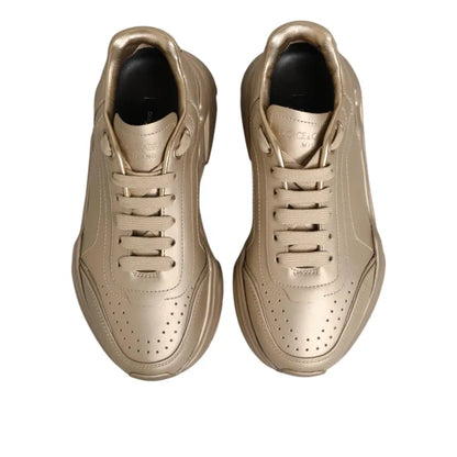 Dolce & Gabbana Gold Leather Daymaster Women Sneakers Shoes