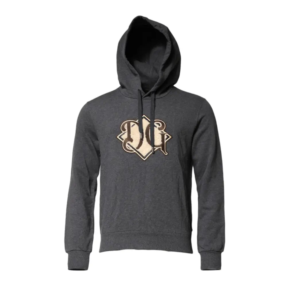 Dolce & Gabbana Gray Logo Patch Hooded Sweatshirt Sweater