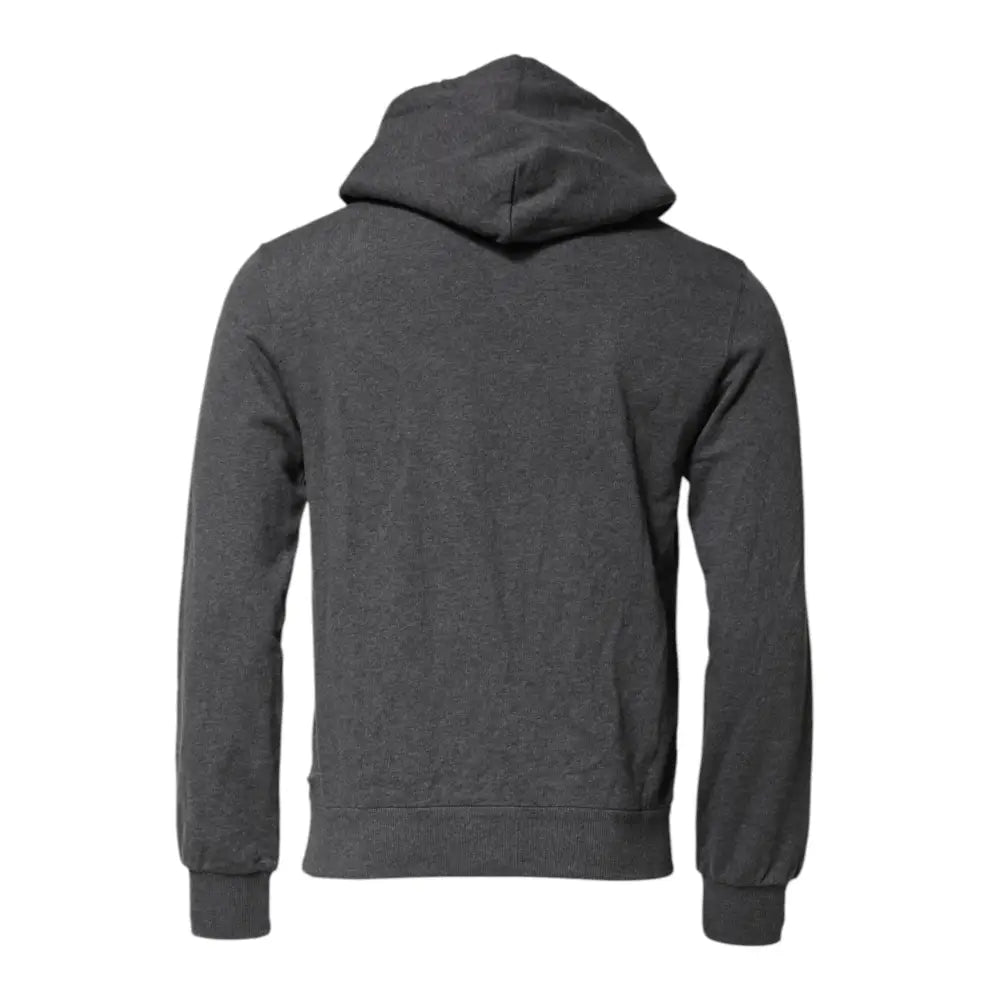 Dolce & Gabbana Gray Logo Patch Hooded Sweatshirt Sweater