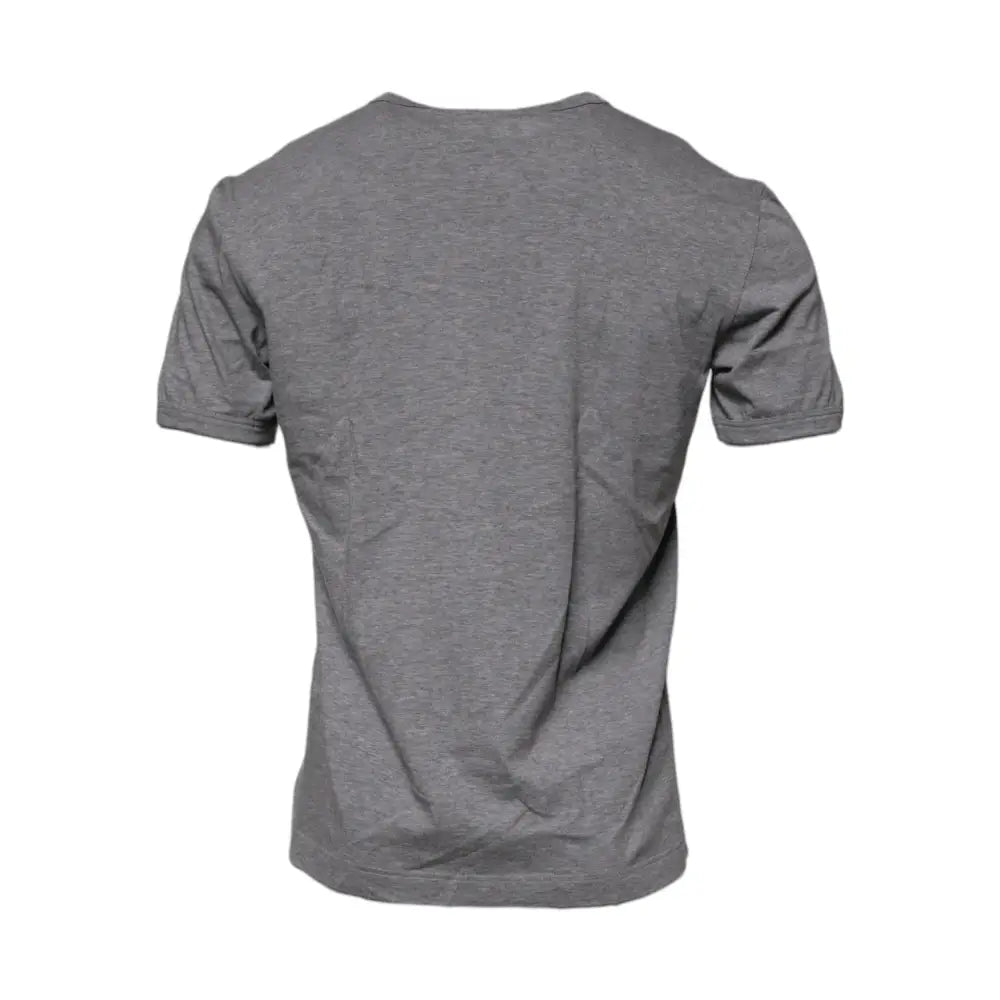Dolce & Gabbana Gray Logo Print Cotton Crew Neck Men T-shirt