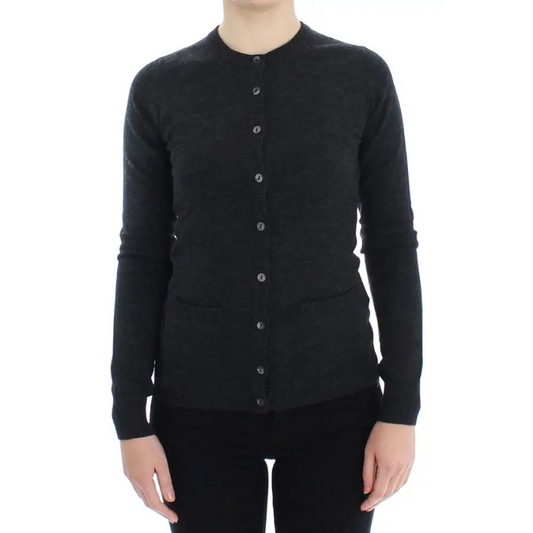 Grå uld cardigan fra Dolce & Gabbana med knapfront