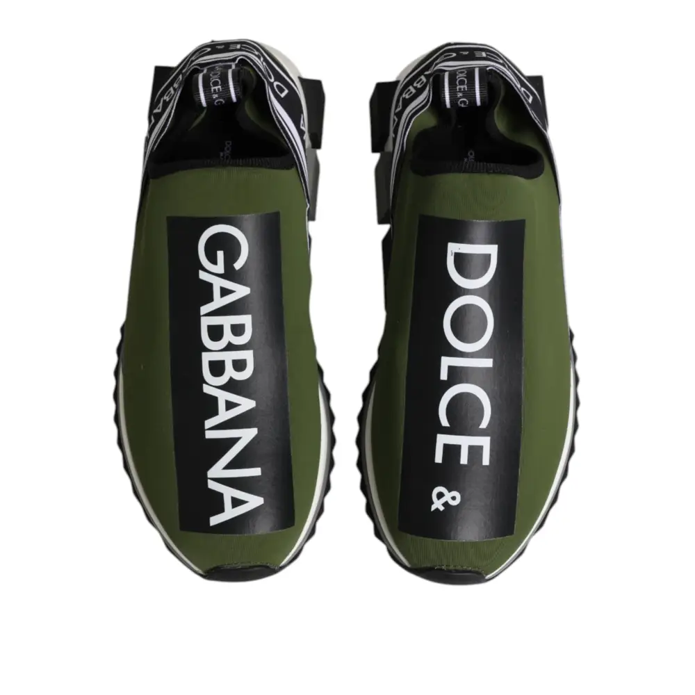 Dolce & Gabbana Green Black Slip On Sorrento Sneakers Shoes