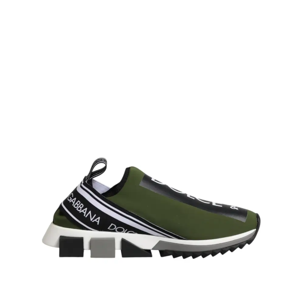 Dolce & Gabbana Green Black Slip On Sorrento Sneakers Shoes
