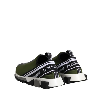 Dolce & Gabbana Green Black Slip On Sorrento Sneakers Shoes