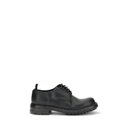 Dolce & Gabbana sorte læder lace-up shoes med chunky gummisål, 100% originale brands