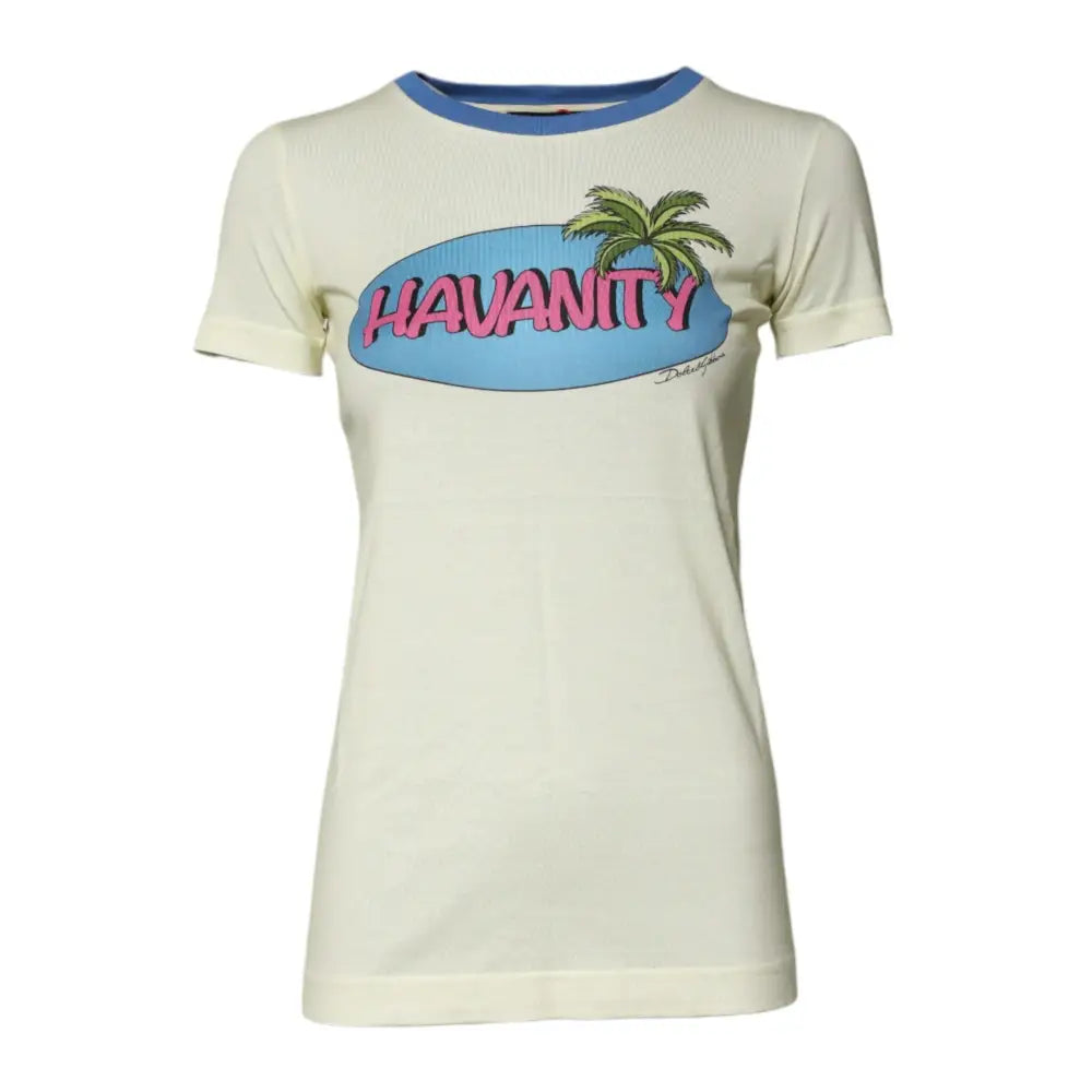 Dolce & Gabbana Light Yellow Cotton Short Sleeve T-shirt