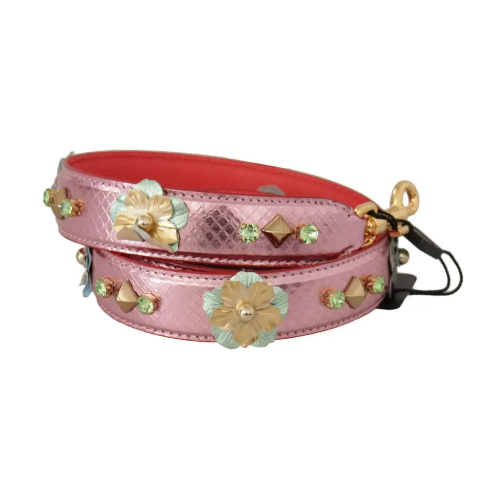 Dolce & Gabbana Metallic Pink Læder Studded Skulder Strap