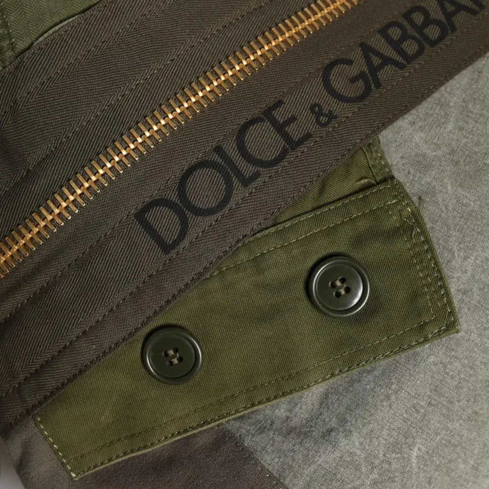 Dolce & Gabbana Military Green Patchwork Rucksack Backpack Bag