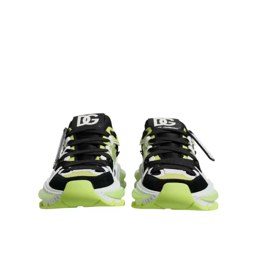 Gabbana multicolor Airmaster low top sneakers i sort, sort med neon grøn og hvide accenter