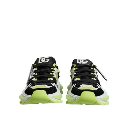 Gabbana multicolor Airmaster low top sneakers i sort, sort med neon grøn og hvide accenter