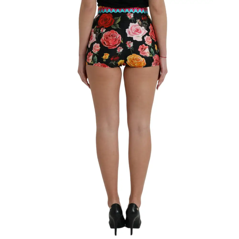 Dolce & Gabbana multicolor floral polka dot hot pants shorts with roses