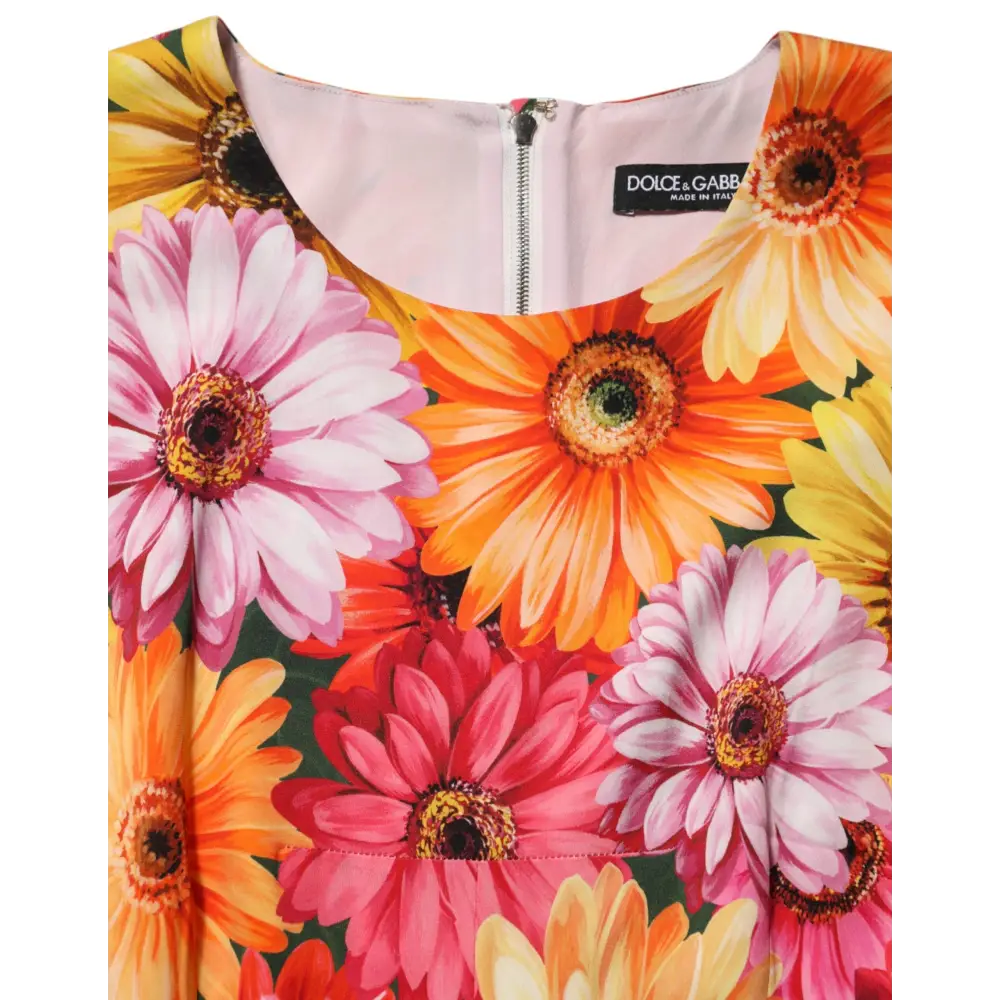 Dolce & Gabbana Multicolor Floral Print SilkSheath Midi Dress