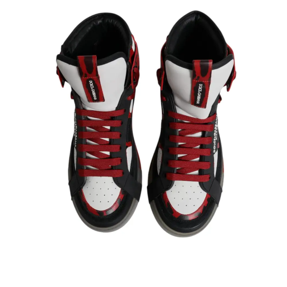 Dolce & Gabbana multicolor leather high top sneakers i rød og hvid