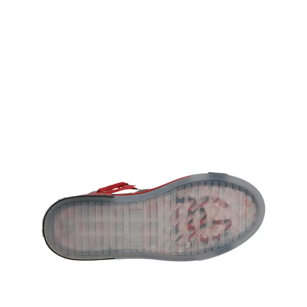 Dolce & Gabbana multicolor leather high top sneakers i rød og grå med translucent sål