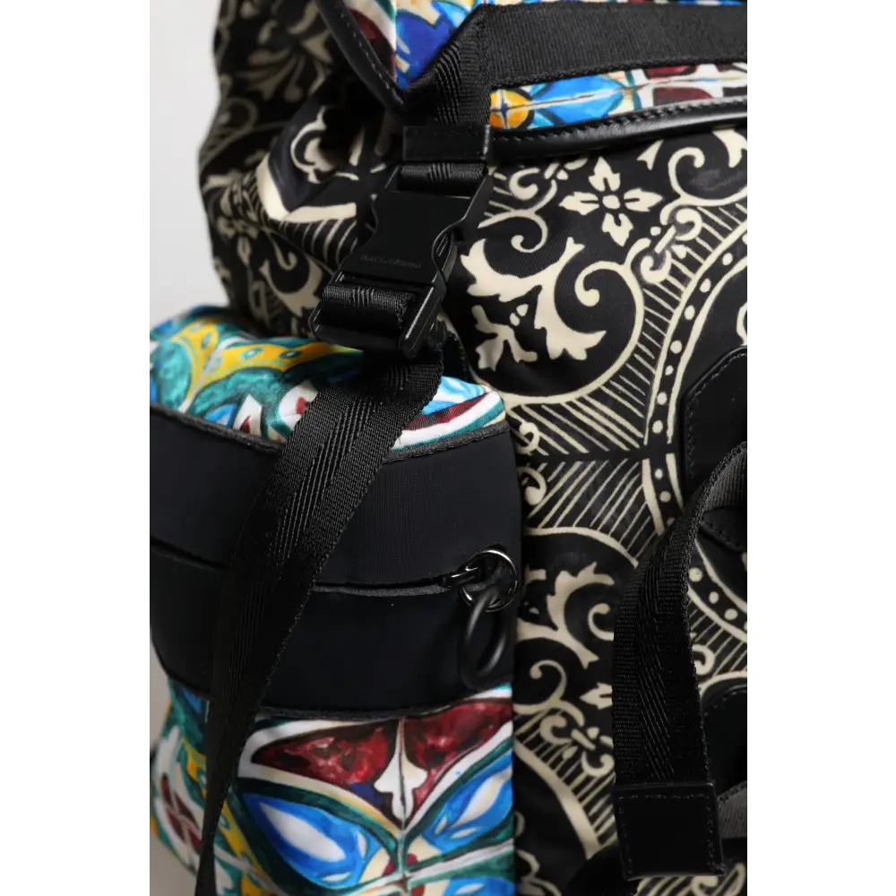 Dolce & Gabbana multicolor maiolica print nylon backpack with vibrant patterns