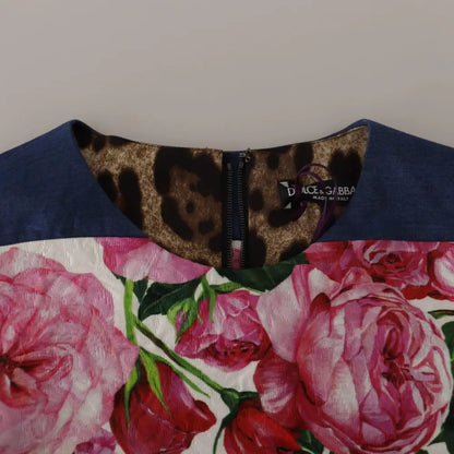 Dolce & Gabbana Multicolor Pachwork Floral Sheath Jaquard Mini Gown Dress