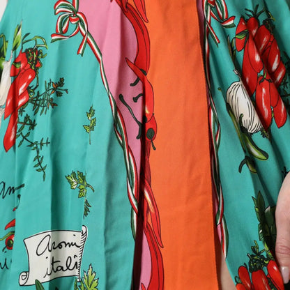 Dolce & Gabbana Multicolor Printed Silk Sleeveless Midi Dress