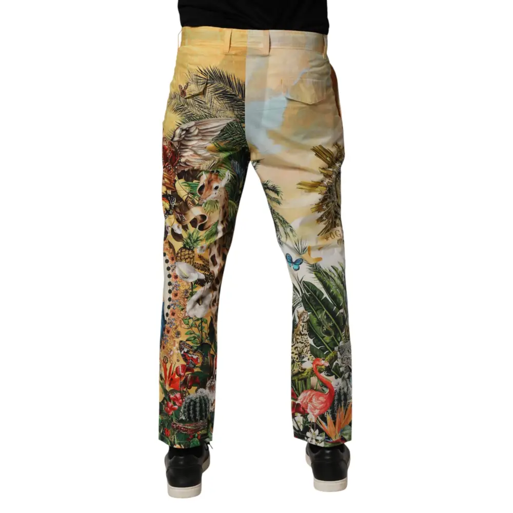 Dolce & Gabbana multicolor tropical king lounge trouser med jungle og flamingo-design