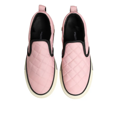 Dolce & Gabbana pink quilted nylon slip-on sneakers bagside