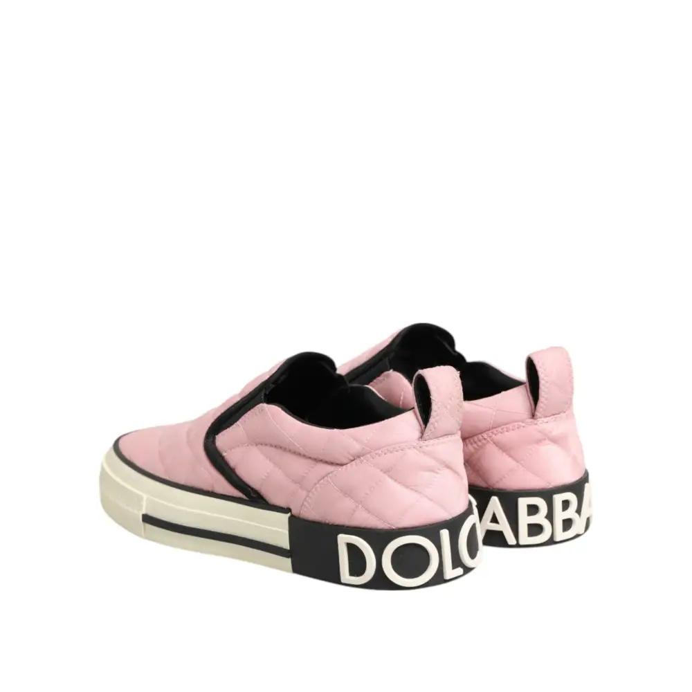 Dolce & Gabbana pink quilted nylon slip-on sneakers, bagside