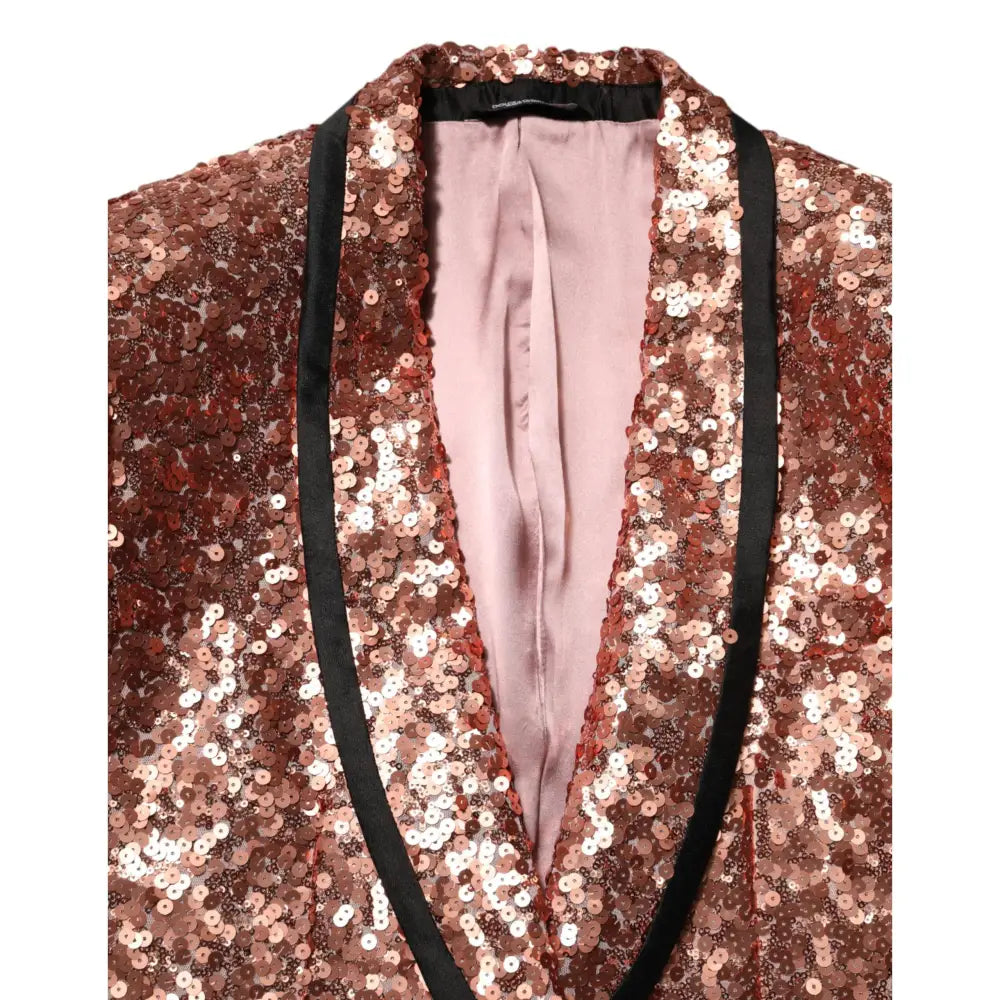 Dolce & Gabbana Pink Sequin SICILIA 1 Button Men Suit Blazer