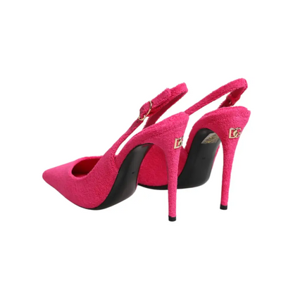 Dolce & Gabbana Pink Suede High Heels Slingback Shoes - Højhælede sko