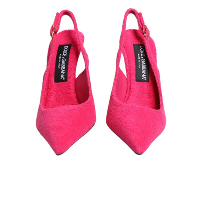 Dolce & Gabbana Pink Suede High Heels Slingback Shoes - Højhælede sko